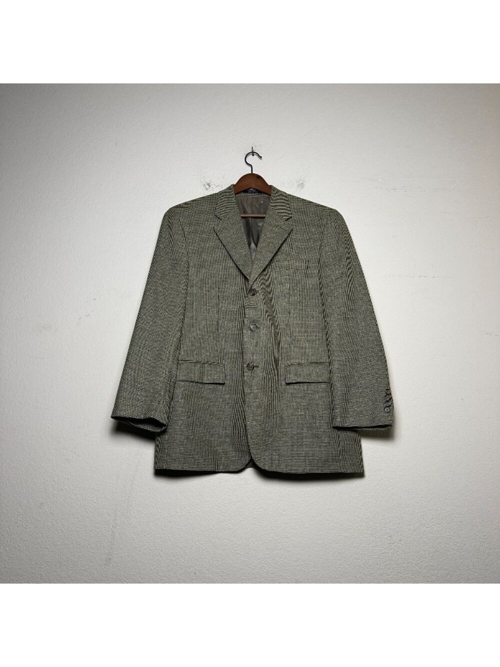 VTG 90s Chaps Ralph Lauren Men 42 Blazer Sport Coat Silk Jacket Wool Houndstooth